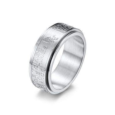 China CLASSIC Rotary Stainless Steel Ring Titanium Steel Plated 18K Gold Ring For Men Women Manufacturers for sale