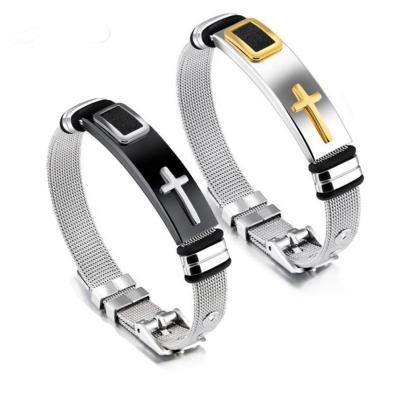 China Bangles With Designer Charms Hip Hop Jewelry Titanium Bangles Stainless Steel Bangle Gold Cross Steel Bangle For Men for sale