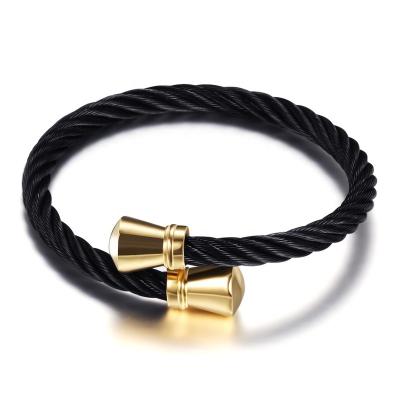 China Fashion Trendy Simple Trend Personality Wire Titanium Steel Bracelet Opening Adjustable Bracelets Men for sale