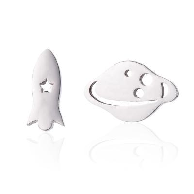 China Fashion TRENDY Soft Style Small Earring Spaceship Stainless Steel Stud Earrings For Women Girls Jewelry for sale