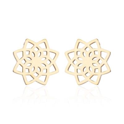 China FASHIONABLE simple Korean version small lotus earrings stainless steel flower literary fresh earrings for sale