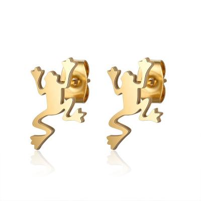 China Fashion TRENDY titanium steel earrings cut frog shape stainless steel stud earrings for women jewelry for sale