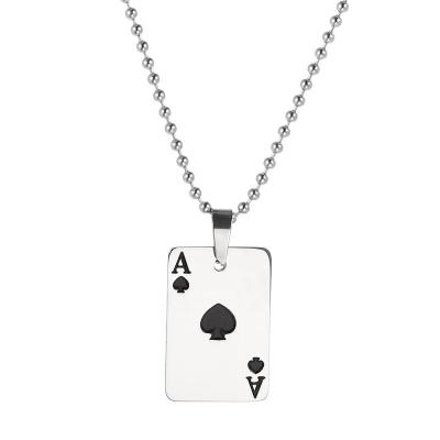 China Card TRENDY Titanium Steel Creative Ace of Spades Gaming Necklace Fashion Sweater Pendant Necklaces for sale