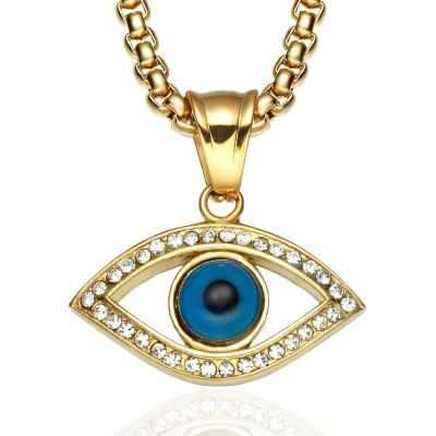 China Fashionable Evil Blue Eye Pendant Necklaces Gold Necklace Stainless Steel Jewelry Titanium Steel Wholesale for sale