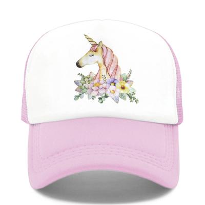 China Unisex Casual Cozy COMMON Rose Mesh Trucker Hat Unicorn Hip Hop Colorful Breathable for sale