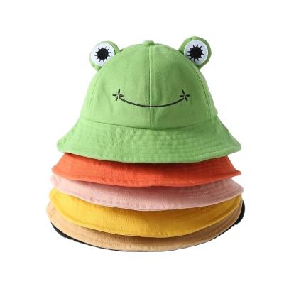 China 2021 New Harajuku Style Cute Frog Hip Hop Travel Beach Flat Surface Outdoor Fisherman Hat for sale