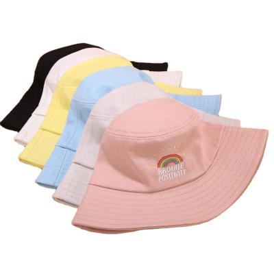 China New Style Character 2021 Summer Summer Cotton Embroidery Cotton Men Women Casual Outdoor Camping Casual Bucket Hat for sale