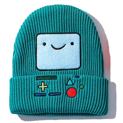 China New COMMON Adults Smiley With Cartoon Pattern Beanies Warm Cute Adventure Time Skullies Knitted Hat for sale