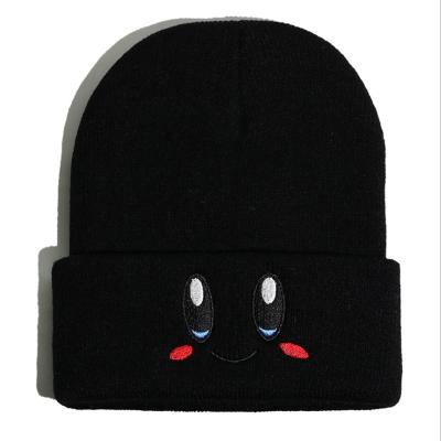 China Eye Embroidery Elasticity Cartoons Beanie Keep Warm Fashion Crimping COMMON Women Knitted Hat for sale