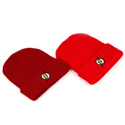 China Instant Hero Barry Allen Embroid High Quality Casual Winter COMMON Beanies Warm Skullies Knitted Hat for sale