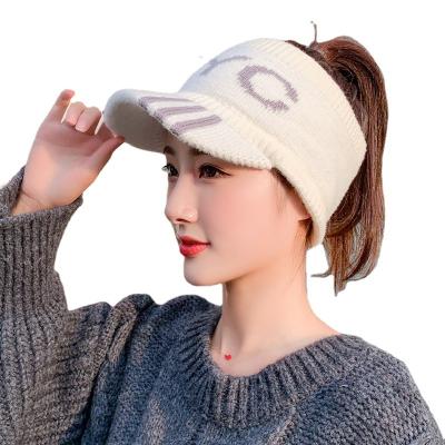 China Plus 2021 Winter New Brand Fashionable Ladies Casual Sports Warm Velvet Character Knitted Blank Top Hat for sale