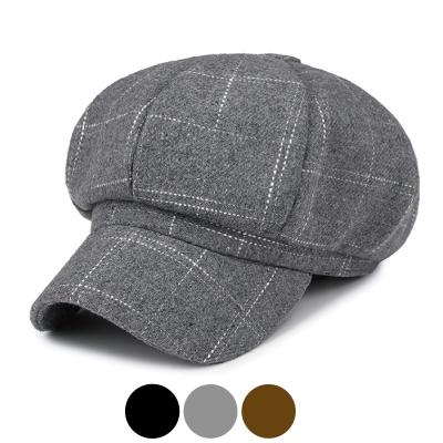 China New image women spring newsboy fashion plaid hat girls party outdoor fashionable street beret octagonal hat for sale