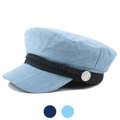 China New Women Character Sailor Hat Fashionable Simple Breathable Navy Denim Casual Military Army Beret Hat for sale