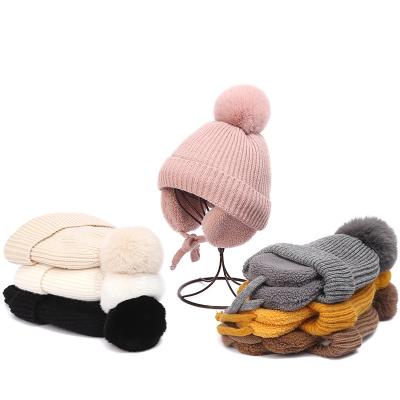 China Autumn Winter New Fashion Trend Character Cute Children Fur Ball Outdoor Sports Warm Soft Knitted Hat for sale