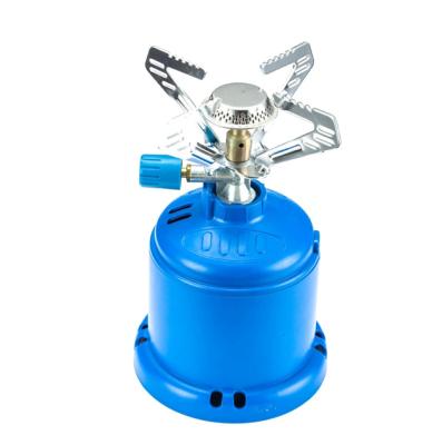 China Hot-sale Brass Bottle Metal Iron Burner Valve Burner Portable Camping Gas Cooker With 190g Cartridge for sale