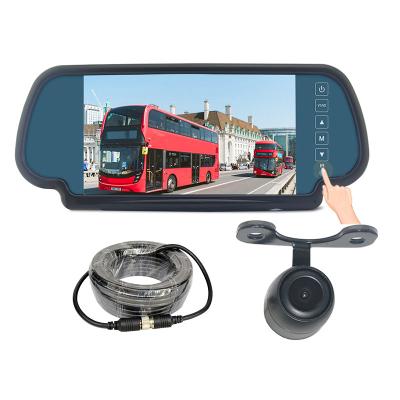 China Cars Vans Caravans Rearview Security System Set 7 Inch Mirror Touch Monitor Camera System Kit With License Plate Camera For Caravan for sale