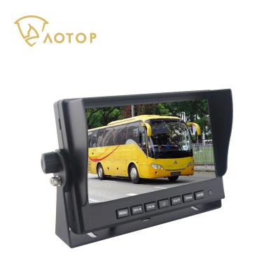 China Split Screen Truck School Bus 7 Inch Rear View Mirror Monitor Camera System 1080p 4CH PAL NTSC System for sale