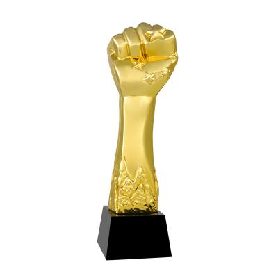 China China Wholesale Resin Straight Crystal Trophy Fist Award With Black Base for sale