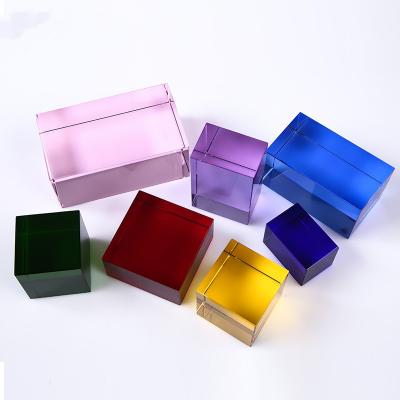 China Custom Black K9 Cube China Crystal Blocks Multicolor Empty Crystal Glass Blocks Rectangle Set for sale