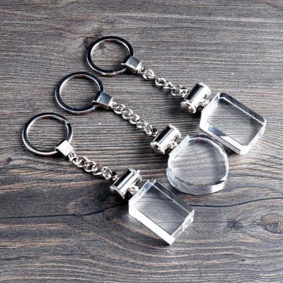 China China Wholesale Laser Engraved Crystal Light Custom Logo Shape Crystal Light Heart Key Chain LED Crystal Key Chain for sale