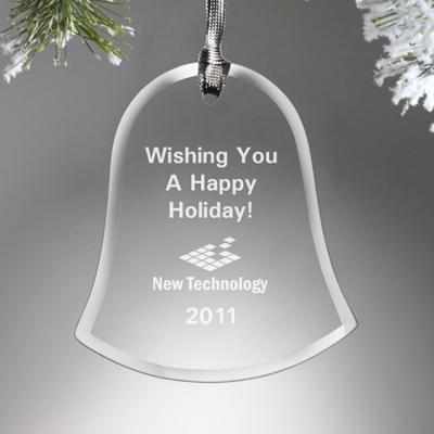 China Europe March EXPO 2022 Laser Engraving Crystal Bell Pendants For Decorate Christmas Tree Glass Christmas Ornaments for sale