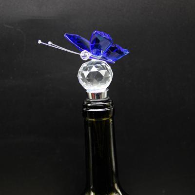 China China Craved Beautiful Ware Butterfly Shape Crystal Glass Wine Stopper for sale