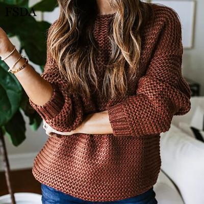 China Anti-Wrinkle Anti-Wrinkle Women Knitted Solid Color Christmas Sweater Winter Sweater Loose Oversized Casual Warm Pullover for sale