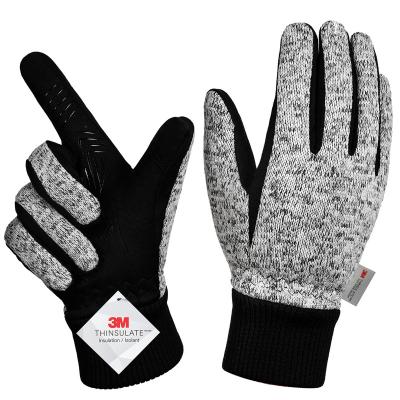 China Full Finger Touch Screen Ski Cycling Gloves Men Unisex 3M Thinsulate Warm Knitted Winter Thermal Non-Slip Running Cycling Gloves Road for sale