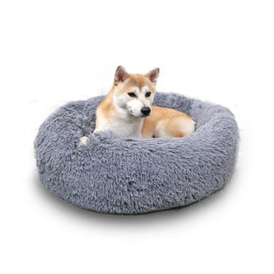 China Travel Comfortable Soft Plush Around Cotton Pet Beds Donut Dog Cat Sleeping Cushion Bed for sale