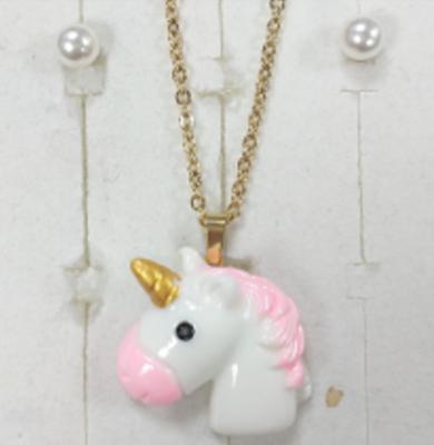 China CLASSIC Popular Children's Cartoon Ornaments Various Colors Ice Cream Bead Three-dimensional Low Earring Unicorn Head Pendant Jewelry Set for sale