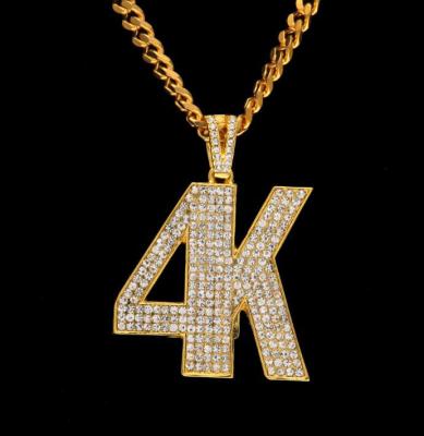 China Hiphop 18K Gold Thin Rhinestone Hip Hop Jewelry Pendant Necklace Custom Hip Hop Pendant Jewelry For Men/Women Hip for sale