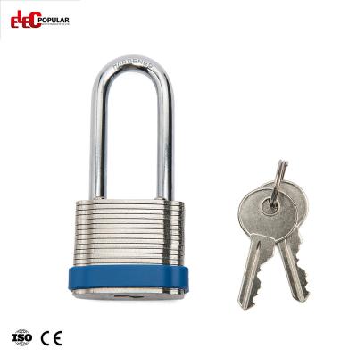 China Rigid steel lock beams provide excellent protection against theft security long shackles padlock heavy duty laminated iron padlocks for sale