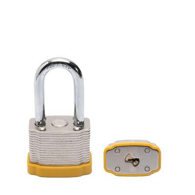 China Rigid steel lock beams provide excellent protection against theft 38mm yellow laminated steel security anti theft padlock for sale