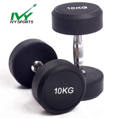 China Universal Famous Well Known Durable Muscle Professional Round Rubber Dumbbell for sale