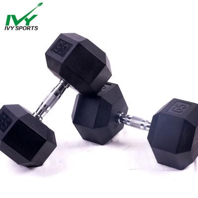 China Universal Customized Hot Selling Hexagon Shape Hex Packed Rubber Dumbbell Big For Resistance Training for sale