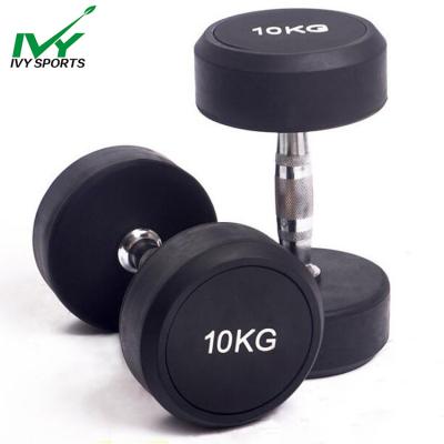 China Universal Free Weight China Wholesale Cheap Coated Flexible Round Rubber Dumbbell For Power Training for sale