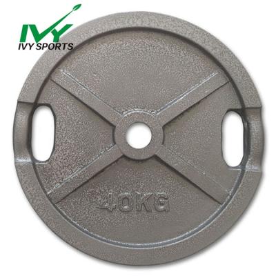 China Cheap Hot-selling Weightlifting Gray Hammertone Training Cast Iron 20kg Weight Training Round Plates From China for sale