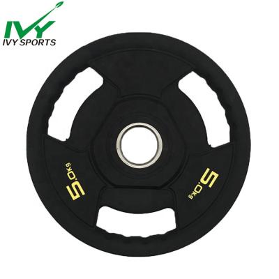 China Factory Wholesale Universal Weightlifting Plate TPU Black Barbell Weight Plate for sale