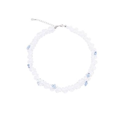 China Comfort Fit Rts Birthdays High Quality Fresh Sweet 38cm Flower Bud White Crystal Necklace for sale