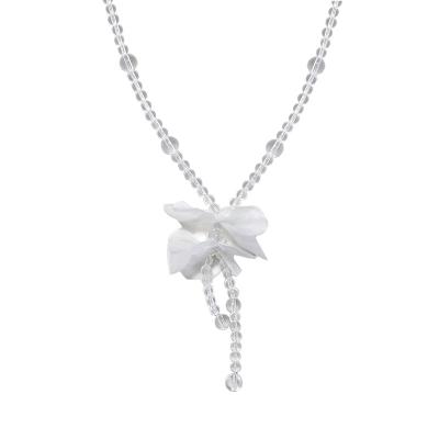 China Comfort Fit 2022 New Fashion Simple Luxury Natural White 38cm Crystal Long Organza Necklace for sale