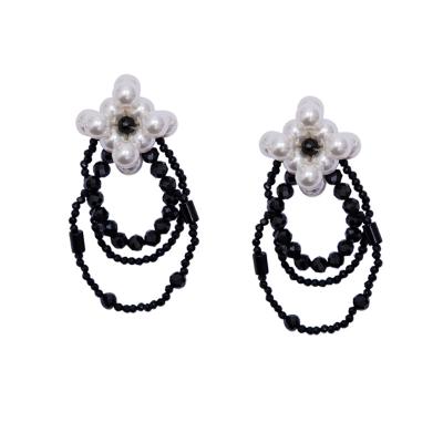 China Vintage Flower Rts Simple Fashion Crystal Elegant Vintage Floral Pearl Sterling Silver Earrings for sale