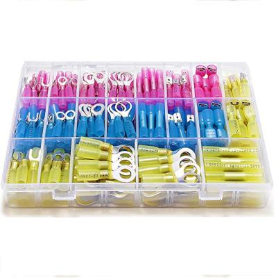 China PE+Brass 240PCS Heat Shrink Wire Crimp Connectors Assortment Electrical Ring Fork Spade Butt Splice Automotive Terminals for sale