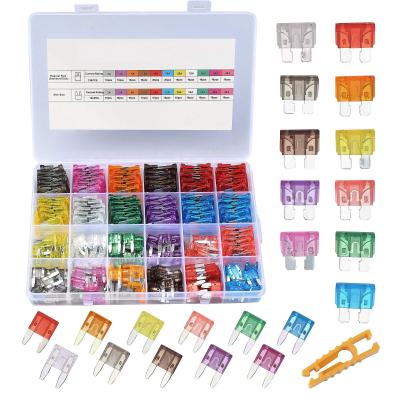 China Plastic + Metal 250 PCS Assortment Blade Shape Automotive Standard and Mini Size Fuses Replacement Car Fuse Kit for Car/RV/Truck/Motorcycle/Boat for sale