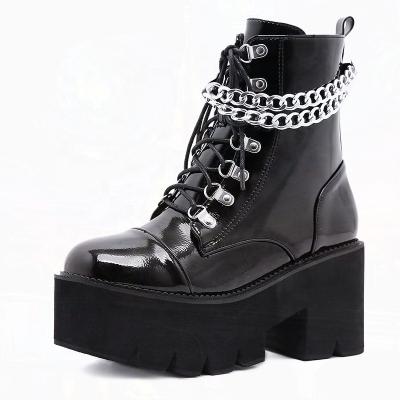 China Durable Women's Chain Shoes Europe And The United States New Platform Thick-soled Waterproof Women's Shoes Thick High-heeled Ankle Boots for sale