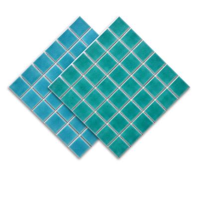 China Europe China Factory Blue Color Ice Crack Mosaic Designs Square Icecrack Pool Mosaic Tile for sale