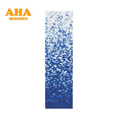 China New Classics Recycle Bathroom Glass Wall Mosaic Gradient Pattern Pool Mosaic Tile for sale