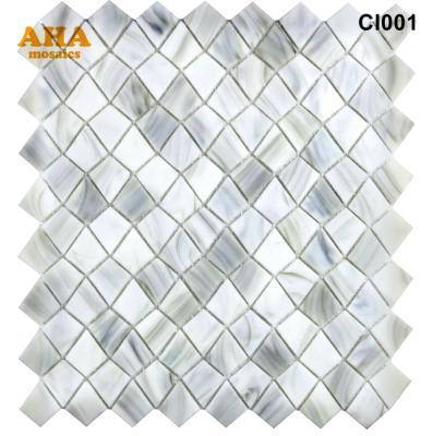 China Popular White Parquet Carrara Wall Floor Pool Tiles Glass Mosaic Swimming Pool Slab for sale