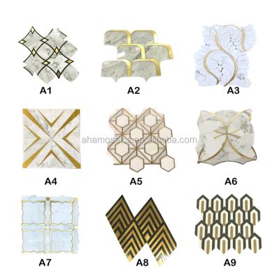 China China New Product Luxury Black Bathroom Accessory Parquet Glass Waterjet Mosaic for sale