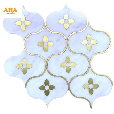 China High quality mixed shape stone marble pattern parquet flower waterjet mosaic for sale