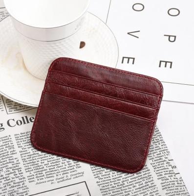 China Vintage Dreamtop DTE489 Thin Genuine Leather Men's Slim Genuine Leather Men's Credit Card Case OEM Price Women Card Holder Leather for sale